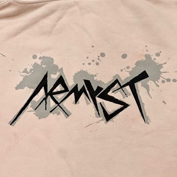 Jong Kook BTS ARMYST ZIP HOODIE Tie Dye Soft Pink XL Asymmetrical Raw Hem Kpop - Picture 12 of 13